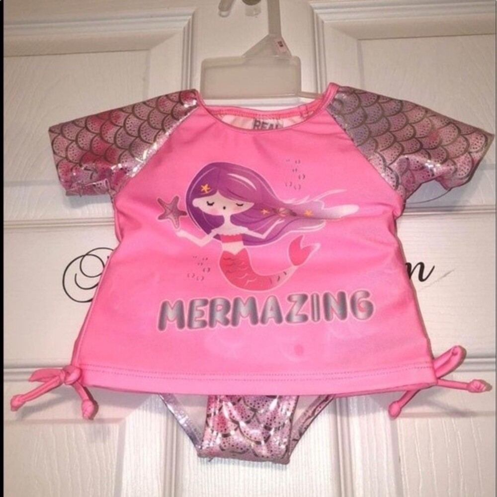 Real Love Sz 12M Baby Girl Mermazing Tankini Swimsuit NEW NWT